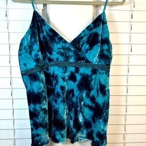 Vintage Y2K tie dye velvet beaded tank top sz 14 fairy core , grunge , retro